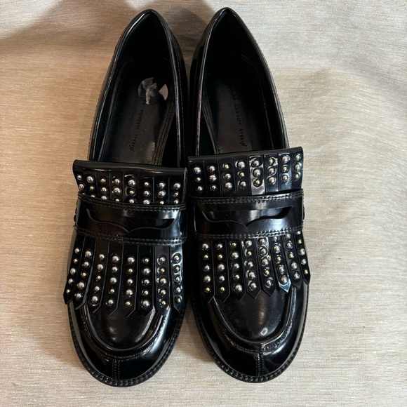 DESIGN CONCEPT STUDIO Sz 10 Studded Round Toe Slip On Patent Leather Loafers - Picture 3 of 10